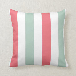 Koralle, aquamarin und Weiß Striped Kissen
