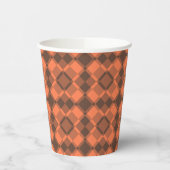 Koralle-Braun-Karo-Argyle-Muster Pappbecher (Links)