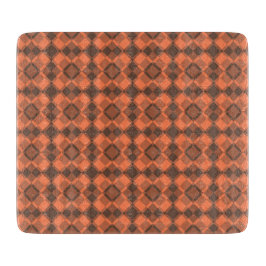 Koralle-Braun-Karo-Argyle-Muster Schneidebrett