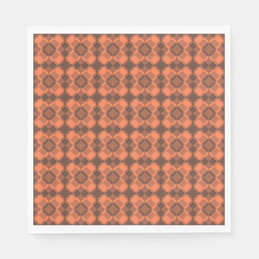 Koralle-Braun-Karo-Argyle-Muster Serviette (Vorderseite)