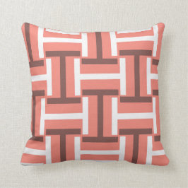 Koralle, Brown und weiße t-Webart Kissen