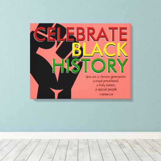 Koralle | Christliche Schrift | SCHWARZE GESCHICHT Leinwanddruck (Insitu (Holzboden))