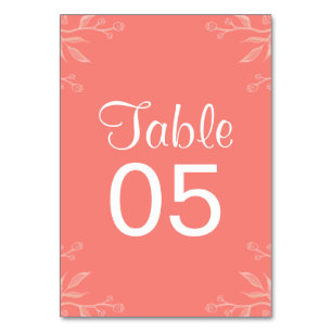 Koralle   Einfache und elegante Hochzeitskarte Tischnummer