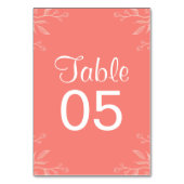 Koralle | Einfache und elegante Hochzeitskarte Tischnummer (Vorderseite)