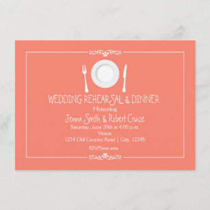 Koralle Elegante Hochzeitsprobe Dinner-Einladung Einladung