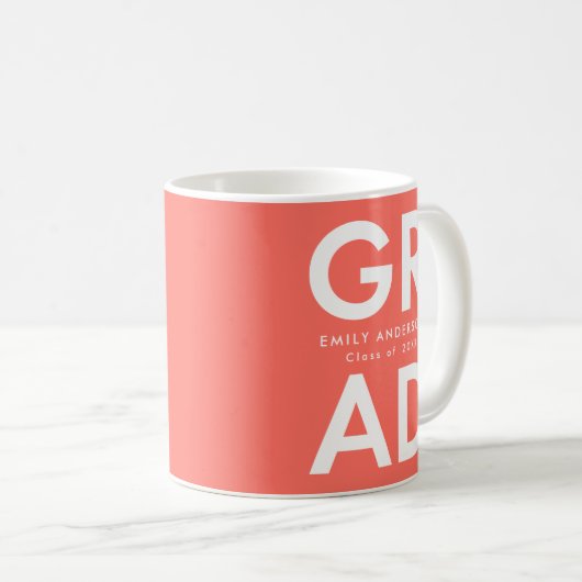 Koralle | Fett Grad Abschluss Kaffeetasse (VorderseiteRechts)