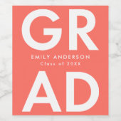 Koralle | Fett Grad Abschluss Weinetikett (Einzelnes Label)