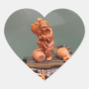 Koralle, handgefertigt, chinesische Motif Heart St Herz-Aufkleber