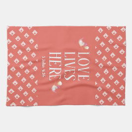 Koralle | LIEBE LEBT HIER | Stilvoll anpassbar Geschirrtuch