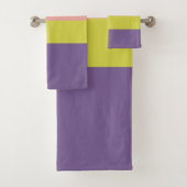 Koralle lila grünes Rosa in Streifen Muster Name Badhandtuch Set (Insitu)