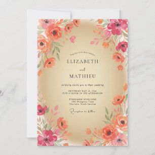 Koralle Magenta Petal Hochzeit Einladung