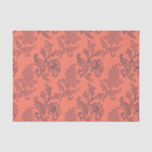 Koralle, Marine und Silver Vintag Floral Damask Seidenpapier
