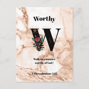 Koralle Marmor W Monogramm Personalisierte Schrift Postkarte