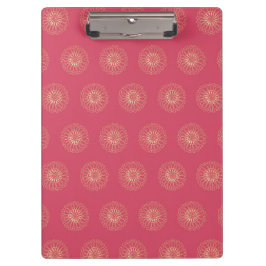 Koralle | Medaillons mit goldenen Zinnienblüten Klemmbrett