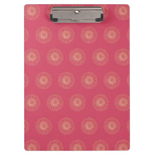 Koralle   Medaillons mit goldenen Zinnienblüten Klemmbrett