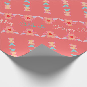 Koralle mit Flower Print Geschenkpapier