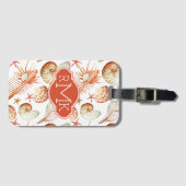 Koralle mit Monogramm des Muschel-u. Gepäckanhänger (Vorderseite (Horizontal))