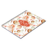 Koralle mit Monogramm des Muschel-u. Notizblock (Linke Seite)