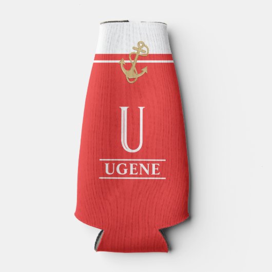 Koralle Mit Monogramm Flasche Cooler Flaschenkühler (Vorderseite)