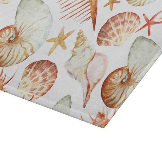 Koralle mit Muschel-und Krabben-Muster Schneidebrett (Ecke)