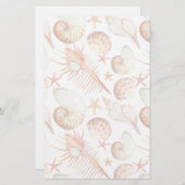 Koralle mit Muscheln- und Krabbenmuster Briefpapier (Vorne/Hinten)
