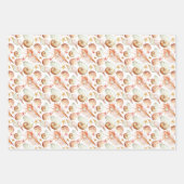 Koralle mit Muscheln- und Krebsmuster Geschenkpapier Set (Vorderseite)