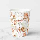 Koralle mit Muscheln- und Krebsmuster Pappbecher (Rechts)