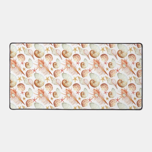 Koralle mit Muscheln- und Krebsmuster Schreibtischunterlage (Vorderseite)