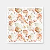 Koralle mit Muscheln- und Krebsmuster Serviette (Vorderseite)