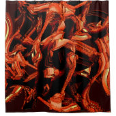 Koralle oder dunkler Lachs vernichtet, schwarzer H Duschvorhang (Vorderseite)