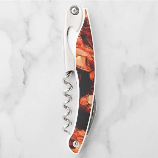 Koralle oder dunkler Lachs vernichtet, schwarzer H Kellnermesser (Vorderseite)