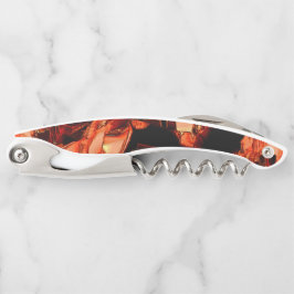 Koralle oder dunkler Lachs vernichtet, schwarzer H Kellnermesser