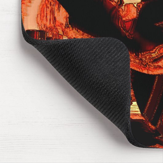 Koralle oder dunkler Lachs vernichtet, schwarzer H Mousepad (Ecke)