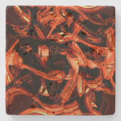 Koralle oder dunkler Lachs vernichtet, schwarzer H Steinuntersetzer (Vorderseite)