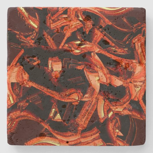 Koralle oder dunkler Lachs vernichtet, schwarzer H Steinuntersetzer (Vorderseite)