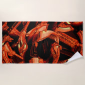 Koralle oder dunkler Lachs vernichtet, schwarzer H Strandtuch (Vorderseite)