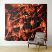 Koralle oder dunkler Lachs vernichtet, schwarzer H Wandteppich (Beispiel (Horizontal))