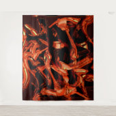 Koralle oder dunkler Lachs vernichtet, schwarzer H Wandteppich (Vorderseite)