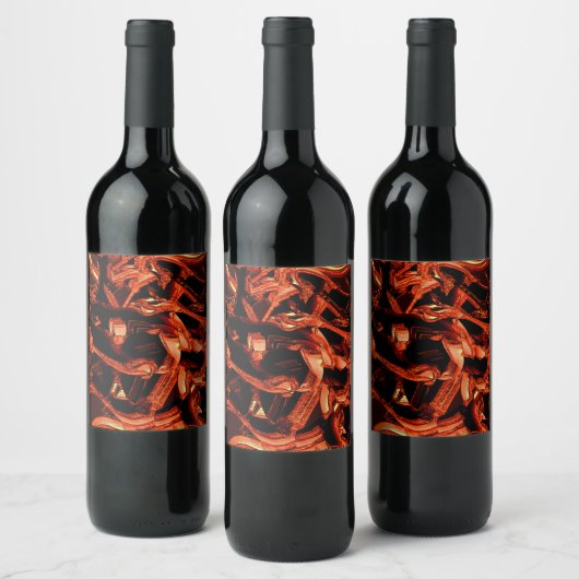Koralle oder dunkler Lachs vernichtet, schwarzer H Weinetikett (Flaschen)