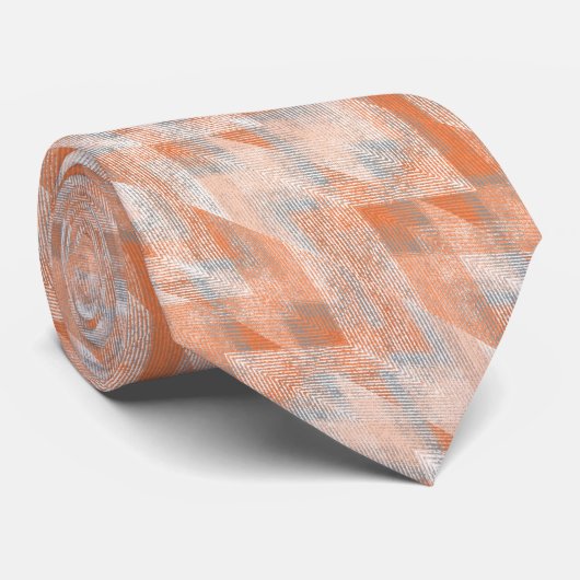 Koralle, orange, beige, graue Zigzag . Krawatte (Gerollt)