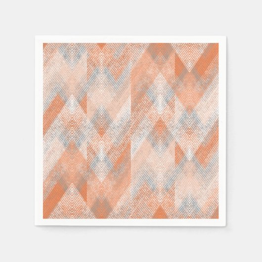 Koralle, orange, beige, graue Zigzag . Serviette (Vorderseite)