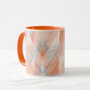Koralle, orange, beige, graue Zigzag . Tasse
