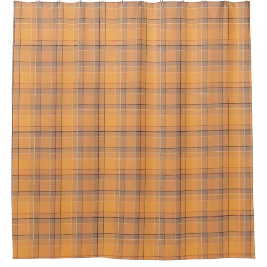 Koralle, orange, brauner Tartan kariert. Duschvorhang (Vorderseite)