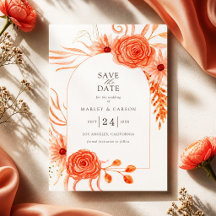 Koralle Orange Florale Elegante Hochzeit