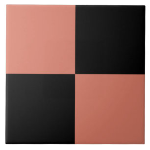 Koralle Orange Schwarzes Schachbrettmuster Fliese
