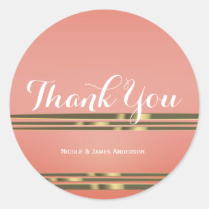 Koralle Pfirsich getaucht & Gold Chic Elegante Par Runder Aufkleber