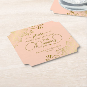 Koralle-Pfirsich & Gold Nimm mir nicht mein Geträn Untersetzer