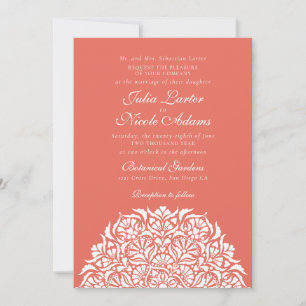 Koralle Sanfte Pfirsich Whimsical Floral Mandala H Einladung