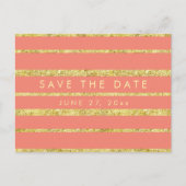 Koralle Save the Date Postkarte mit Gold Foil Effe (Vorderseite)