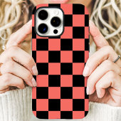 Koralle-Schwarz-Schachbrett Case-Mate iPhone Hülle
